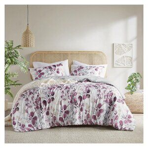 NEW 510 Design Gabby Midweight 3-Piece Comforter Set Plum Gray Full / Queen